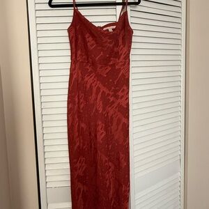 Anthropologie Red Midi Dress with Spaghetti Straps